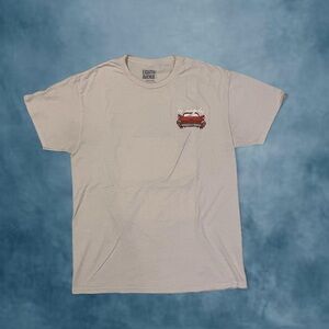 Beige Los Angeles California T-Shirt with Red Car Graphic